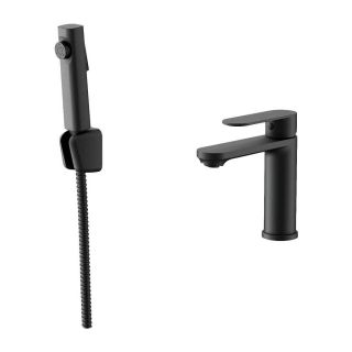 Смеситель для раковины с гигиеническим душем Maretti Florenza Black FLG32RF28, черный